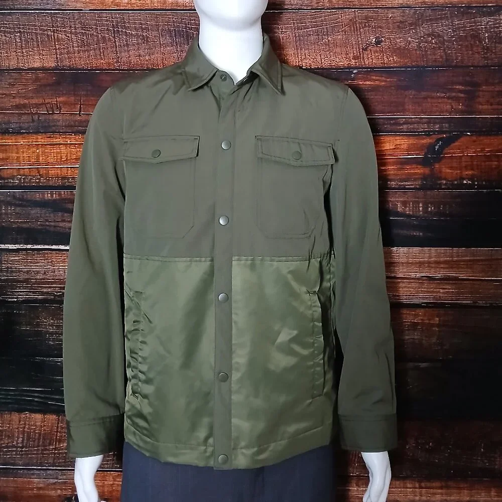 NWT Express Jacket Mens S Hunter Green Water Resistant Full Zip Pockets Lined